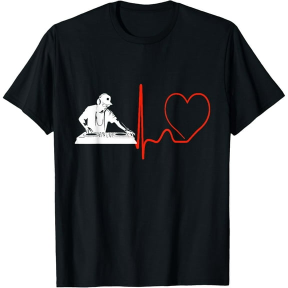 DJ Heartbeat EKG Electronic Music Lover Festival Vibe T-Shirt