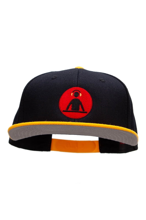 DJ Icon Embroidered Wool Blend Pro Style Snapback - Gold Black OSFM