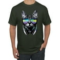 thumbnail image 1 of DJ Kitty Cat with Headphones | Mens Cat Lover Graphic T-Shirt, Forest Green, Small, 1 of 3