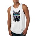 thumbnail image 1 of DJ Kitty Cat with Headphones | Mens Cat Lover Graphic Tank Top, White, Medium, 1 of 3