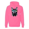 thumbnail image 1 of DJ Kitty Cat with Headphones | Mens Cat Lover Hooded Sweatshirt Graphic Hoodie, Neon Pink, X-Large, 1 of 3