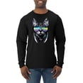 thumbnail image 1 of DJ Kitty Cat with Headphones | Mens Cat Lover Long Sleeve T-Shirt, Black, Small, 1 of 3