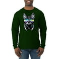 thumbnail image 1 of DJ Kitty Cat with Headphones | Mens Cat Lover Long Sleeve T-Shirt, Forest Green, 3XL, 1 of 3