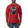 thumbnail image 1 of DJ Kitty Cat with Headphones | Mens Cat Lover Long Sleeve T-Shirt, Red, 3XL, 1 of 3