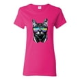 thumbnail image 1 of DJ Kitty Cat with Headphones | Womens Cat Lover Graphic T-Shirt, Fuschia, X-Large, 1 of 3