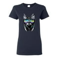 thumbnail image 1 of DJ Kitty Cat with Headphones | Womens Cat Lover Graphic T-Shirt, Navy, X-Large, 1 of 3