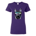 thumbnail image 1 of DJ Kitty Cat with Headphones | Womens Cat Lover Graphic T-Shirt, Purple, 2XL, 1 of 3