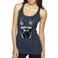 thumbnail image 1 of DJ Kitty Cat with Headphones | Womens Cat Lover Premium Tri-Blend Racerback Tank Top, Vintage Navy, Large, 1 of 3