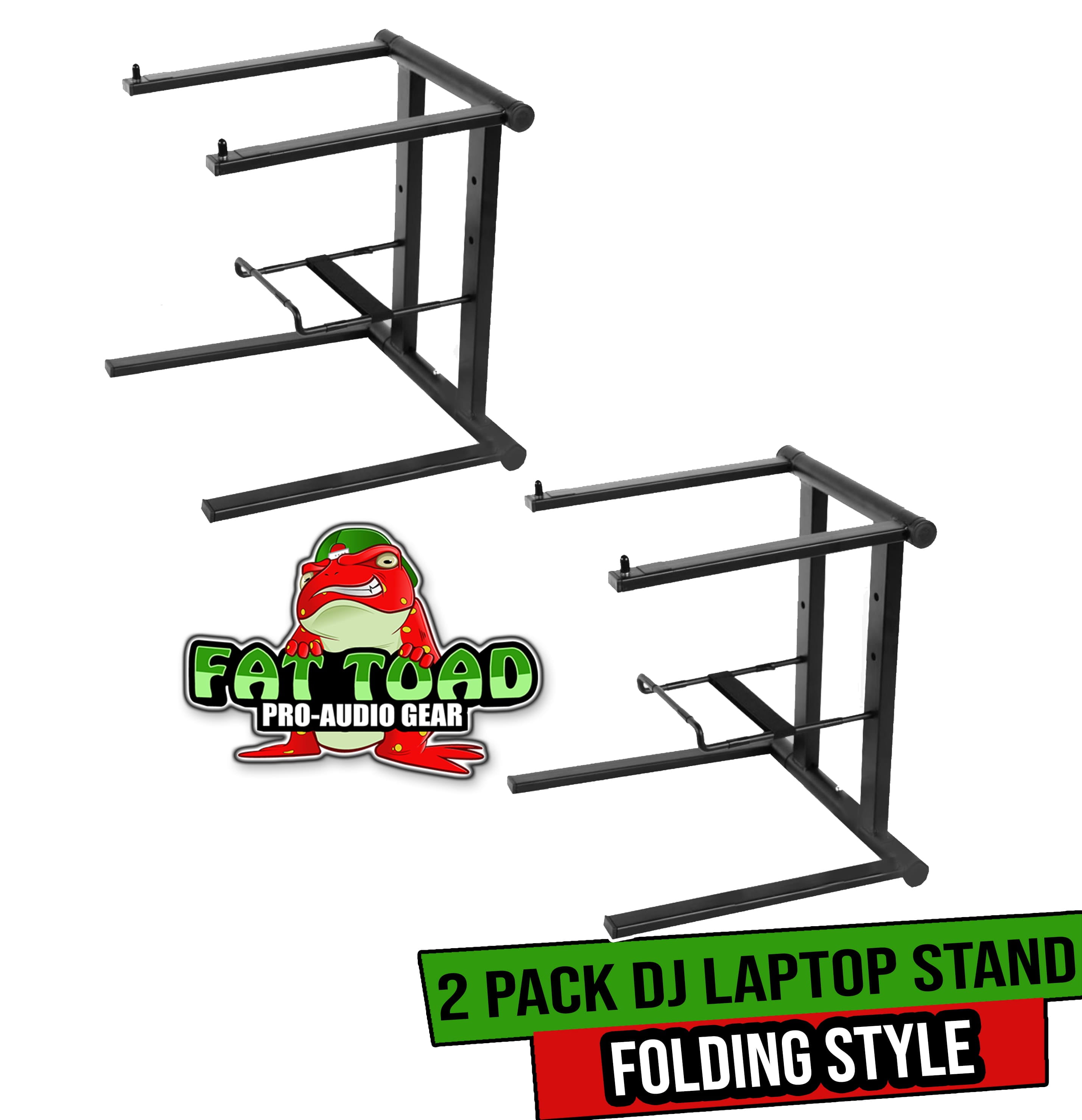 DJ Laptop Stand with SubTray Shelf (2PACK) by FAT TOAD Folding Pro