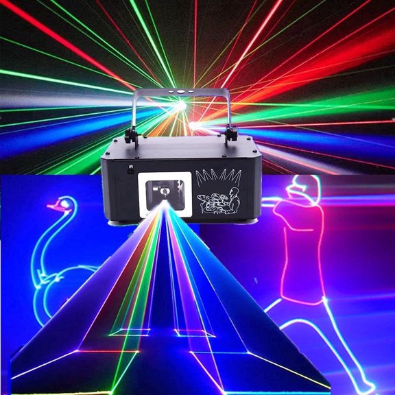 DJ Party Lights, 3D Animation RGB  Stage Lighting, DMX512 Music Sound Activated Disco Projector Lights, Remote Control Beam Effect Scan Light for Bar Wedding Nightclub Live Show