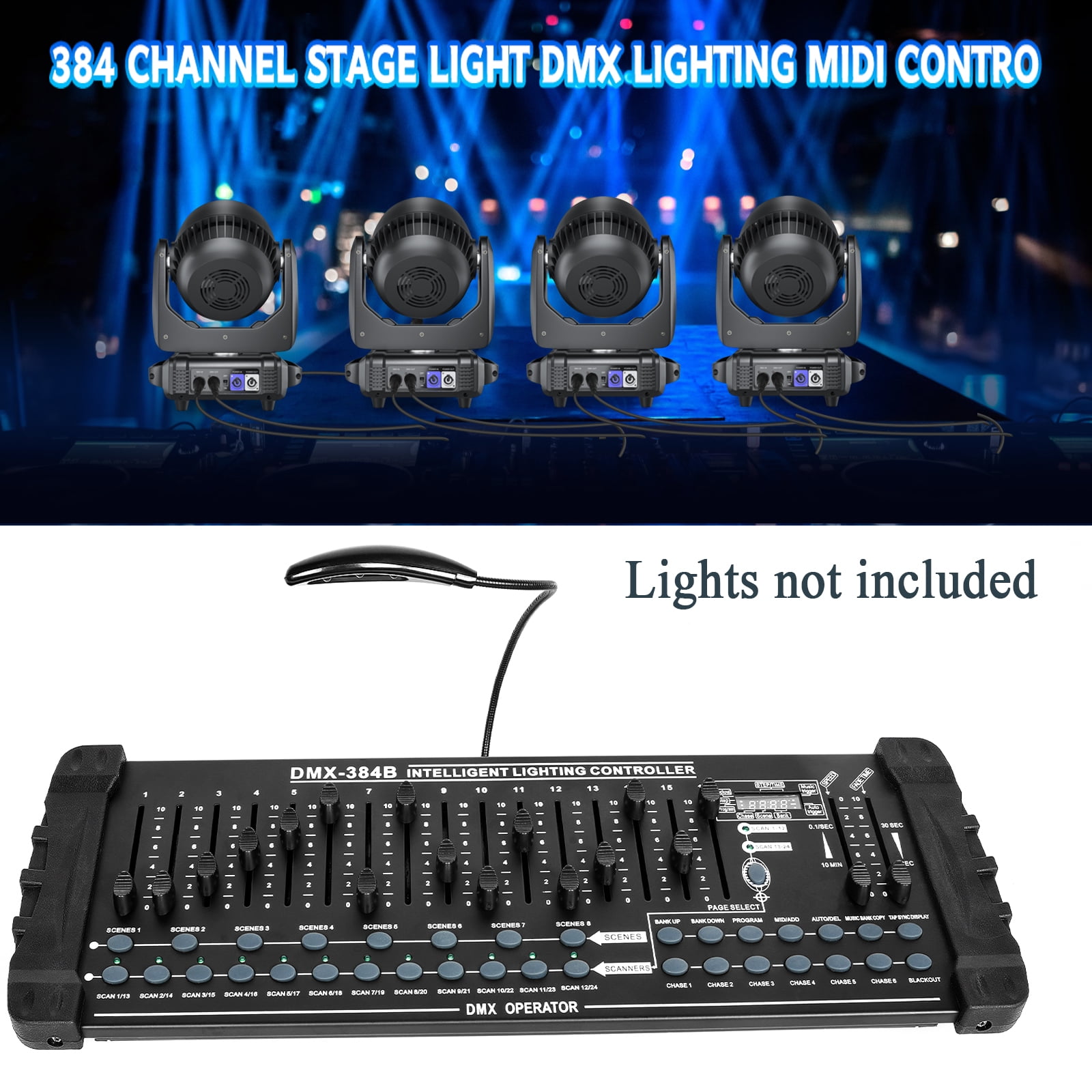 DJ Lighting Controller,DMX and MIDI Operator 384 Channel Lighting