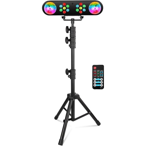 DJ Lights Party Bar with Stand - 2IN1 Party Bar Light with Tripod - Rotating Ball LED Par - Sound Activated and Remote Control - DJ Lighting System for Parties Disco Gigs Clubs Events Bands