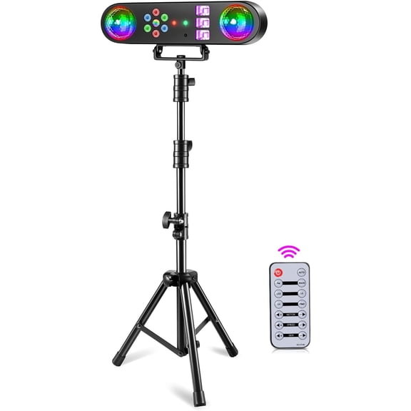 DJ Lights with Stand,5 in 1 Dj Lights for Parties Disco Ball Stage Party Light Set with Sound Activated Control, UV,Strobe, Dyeing, Led Par Light and Lighting for Bar Wedding Christmas-1PC