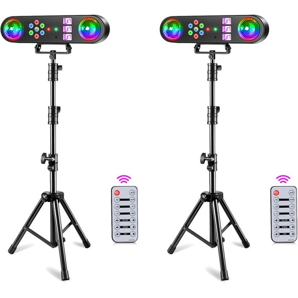DJ Lights with Stand,5 in 1 Dj Lights for Parties Disco Ball Stage Party Lightng Set with Remote Control, UV,Strobe, Dyeing Led Par Light and Pattern Lighti for Bar Wedding Christmas-2PC
