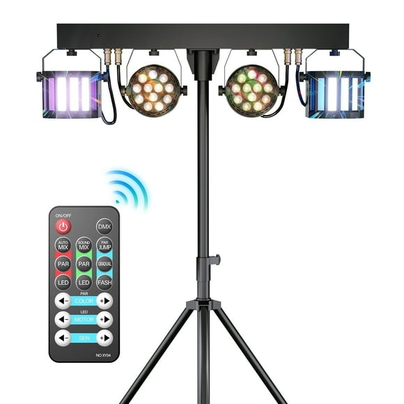 DJ Lights Stand with 24PCS+8PCS RGBW Party Bar Light Set Sound Activated LED Stage Light for Disco Party Wedding