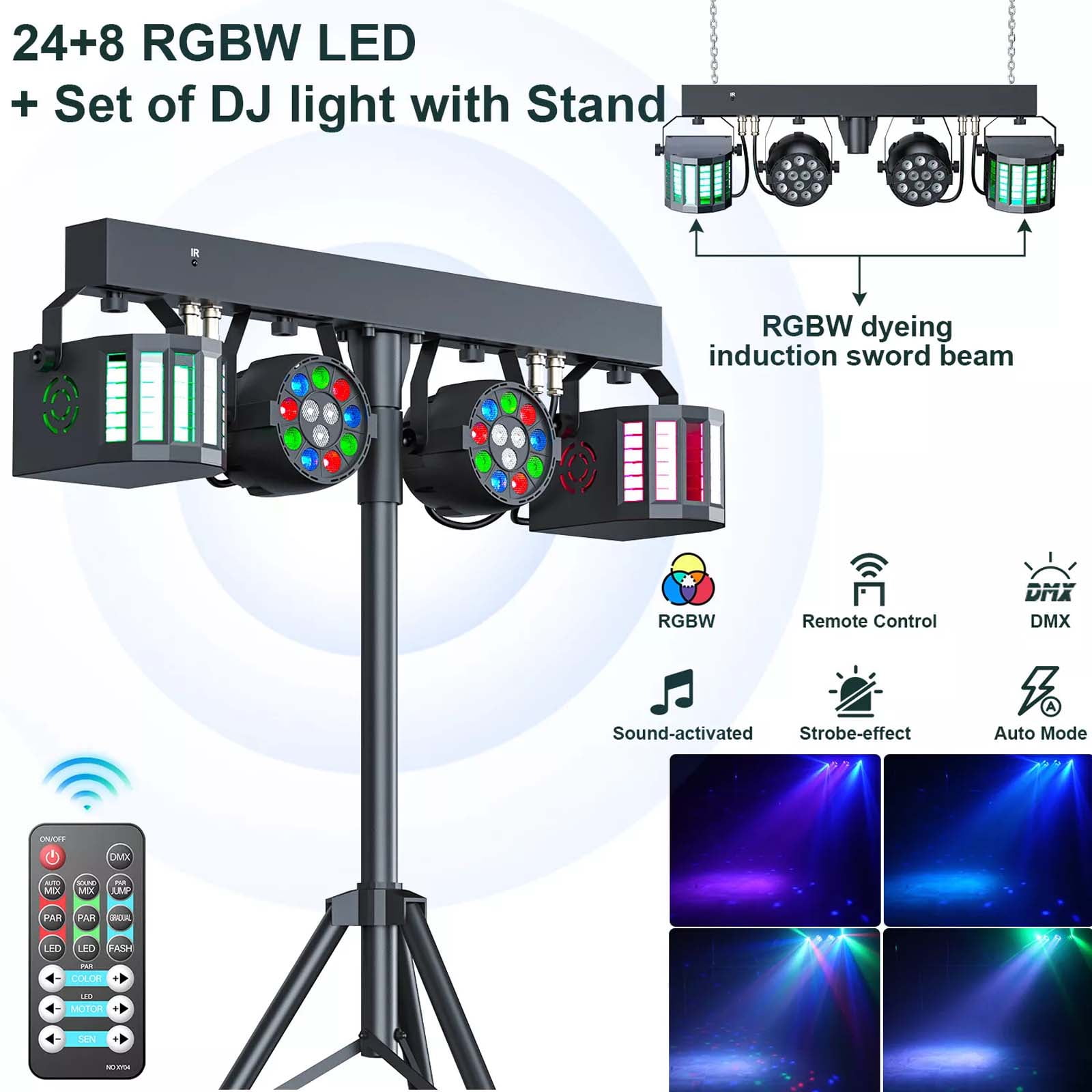 DJ Lights with Stand, 4 in 1 Party Bar Light Set, Colorful
