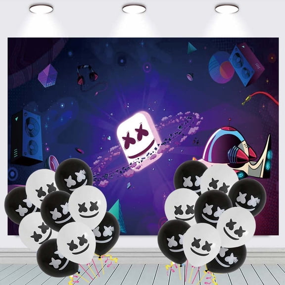 DJ Marshmello Backdrop Balloons Banner Party Decorations Taspestry Wall Decor Background Poster Supplies
