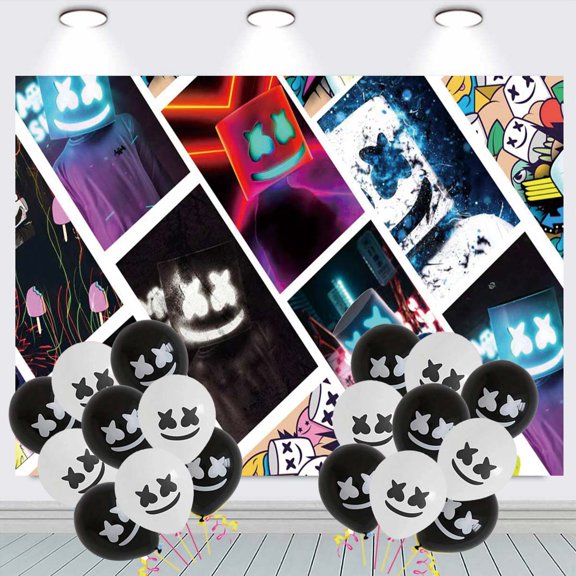 DJ Marshmello Backdrop Banner Balloons Party Decorations Supplies Taspestry Wall Decor Background Poster
