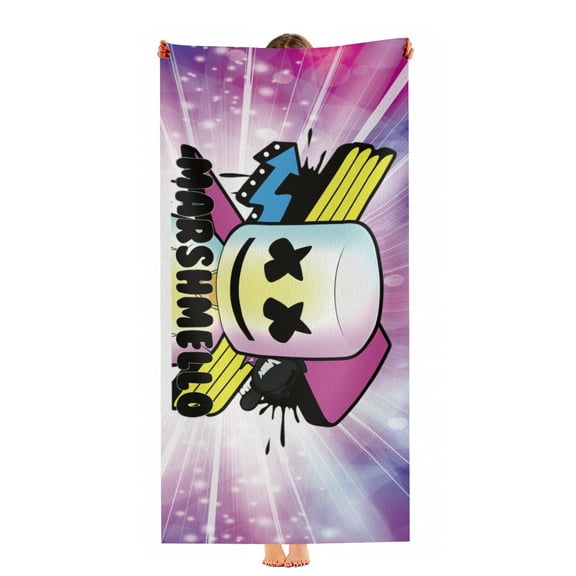 DJ Mask Marshmello Beach Towel 30"x60"for Women Girls Boys Teenager Men Quick Drying Microfiber Birthday Gift