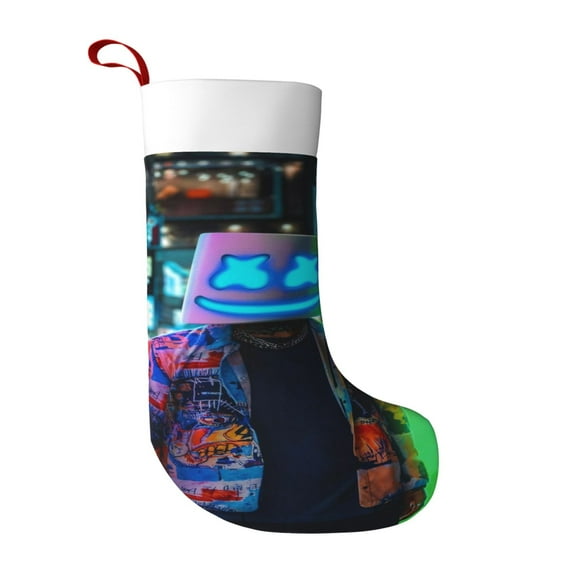 DJ Mask Marshmello Ultra soft velvet Christmas socks, Large Super Soft Christmas Stockings For Christmas Xmas Tree Holiday Fireplace Family Decor Gifts