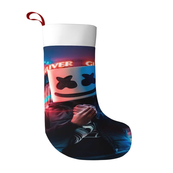 DJ Mask Marshmello Ultra soft velvet Christmas socks, Large Super Soft Christmas Stockings For Christmas Xmas Tree Holiday Fireplace Family Decor Gifts