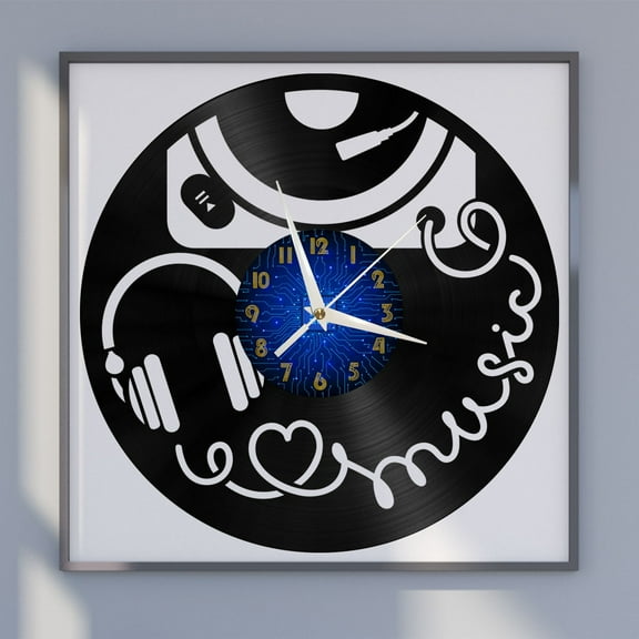 DJ Monitoring Equipment 12 Inch Vinyl Record Wall Clock - Silent, Creative, and Unique Clock for Living Room, Entryway, or Bedroom Decor - Perfect Gift Idea(12 inchs B without LED)