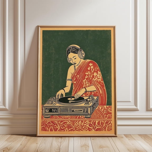 DJ Monk Vintage Woodblock Poster Unframed Paper Print