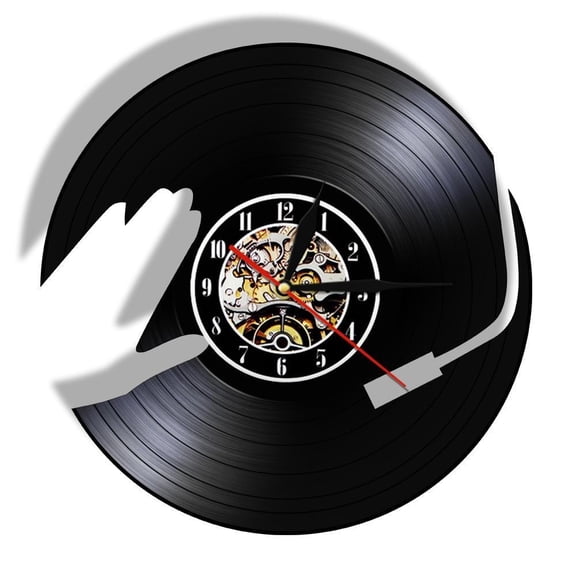 DJ Music Vinyl Record LP Wall Clock Watch 3D Night Light Party Dance Hall Decor Vintage Timepiece Music Club DJ Without LED