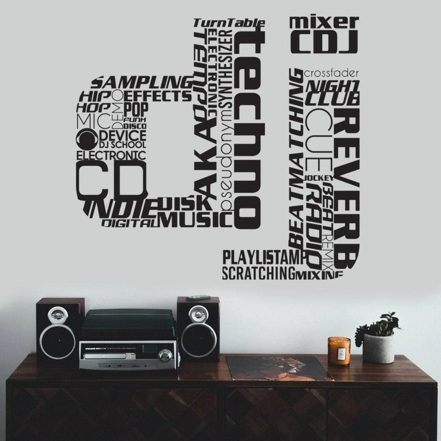 DJ Music Wall Decal Soundwave Design Vinyl Wall Decal for Music Fans