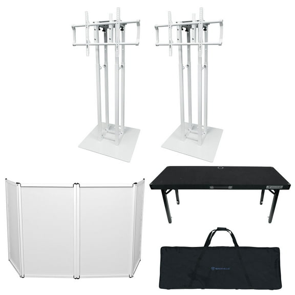 DJ Package w/Facade+(2) Totem Lighting/Speaker Stands+(2) TV Stands+DJ Table