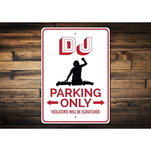 DJ Parking Novelty Decor, Metal Wall Sign - 10x14 Inches