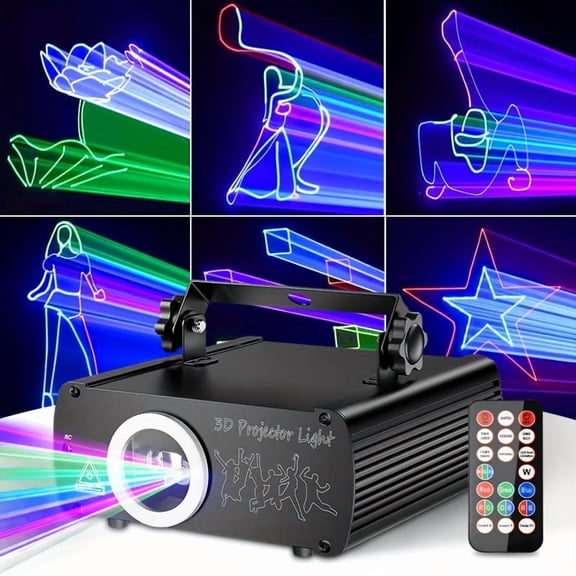DJ Party Laser Lights | 200+3D Animation, DMX512 & Music Voice Control | RGB Beam Scanning Projectors with Remote | for Dances, Parties, Bars, Weddings
