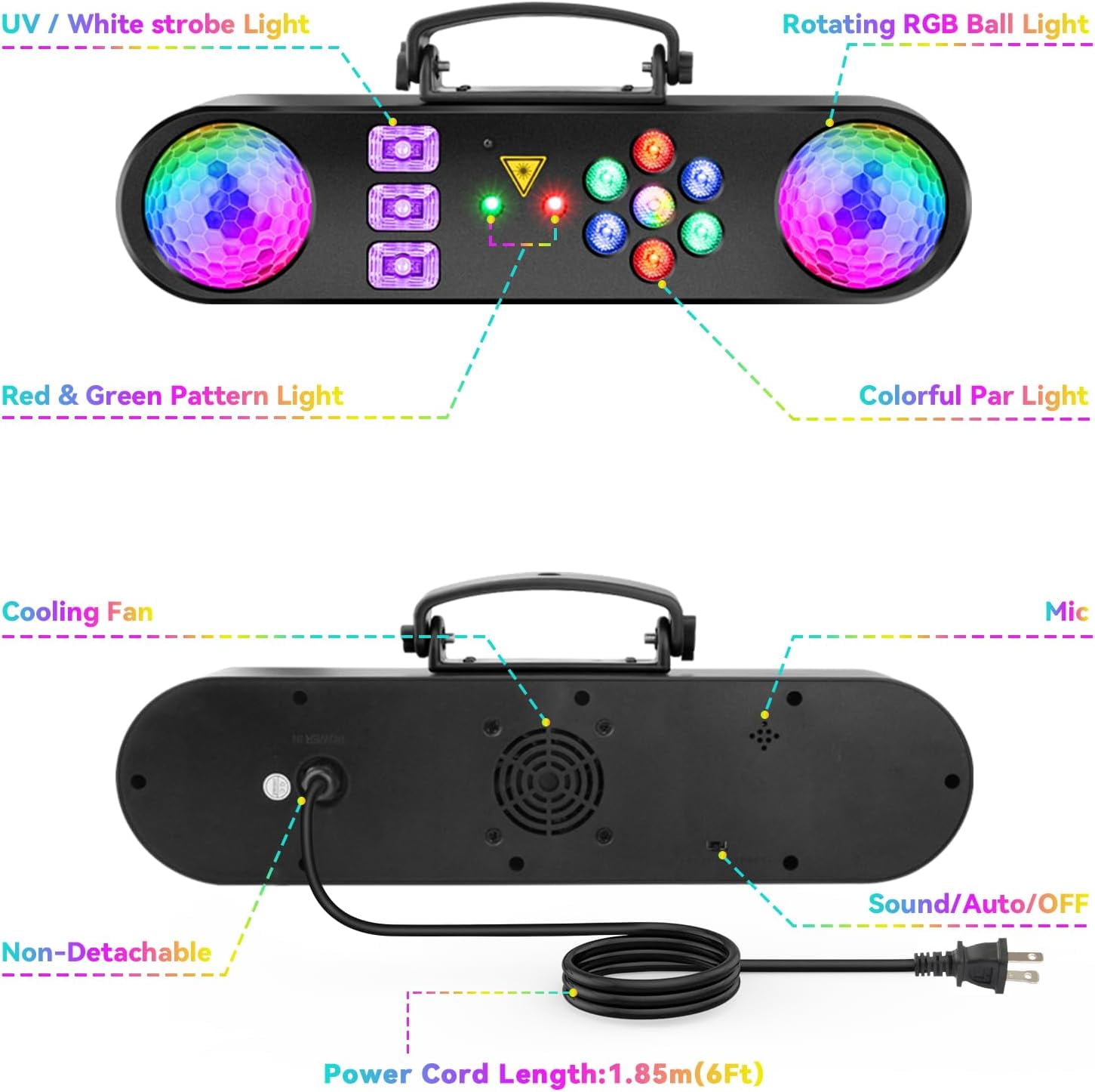 DJ Party Lights with Stand: Complete 5IN1 Light Bar System - Sound ...