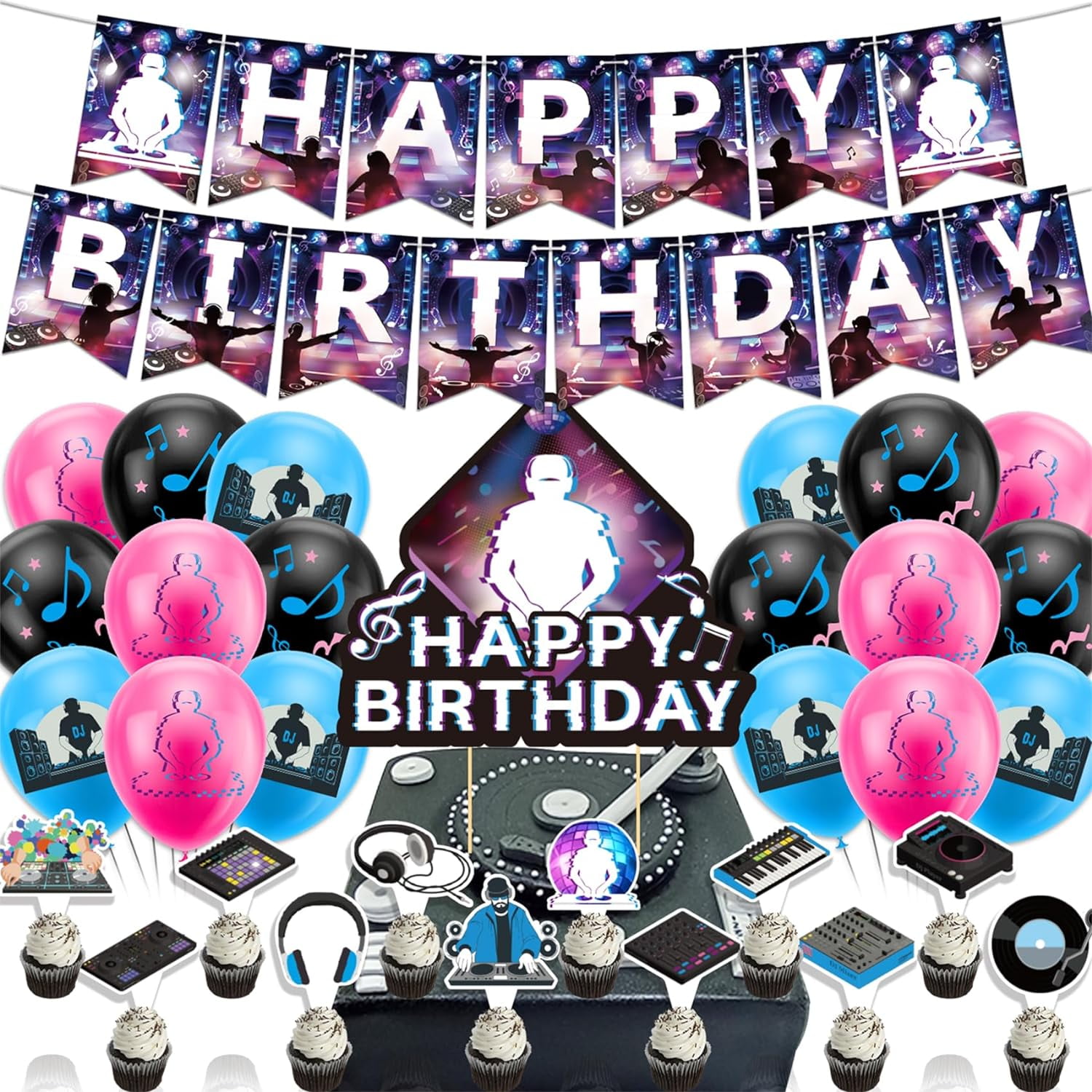 DJ Party Supplies Ultimate DJ Birthday Party Decorations Kit Happy