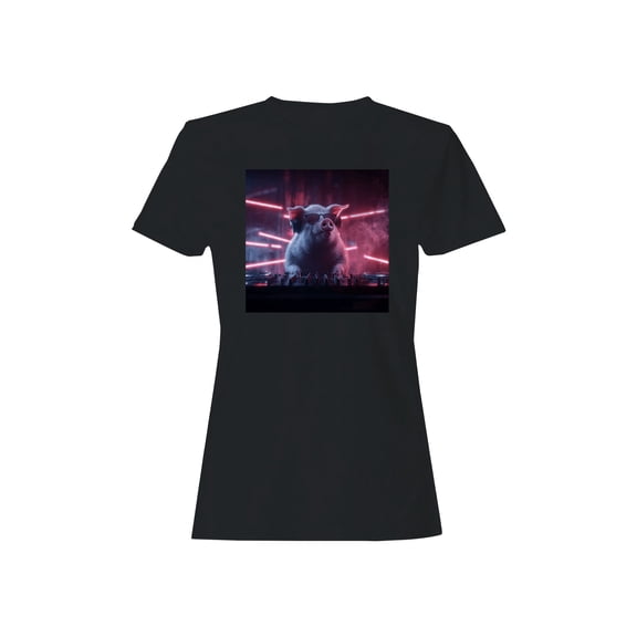 DJ Piggy Beats in Neon Vibe Women's T-shirt