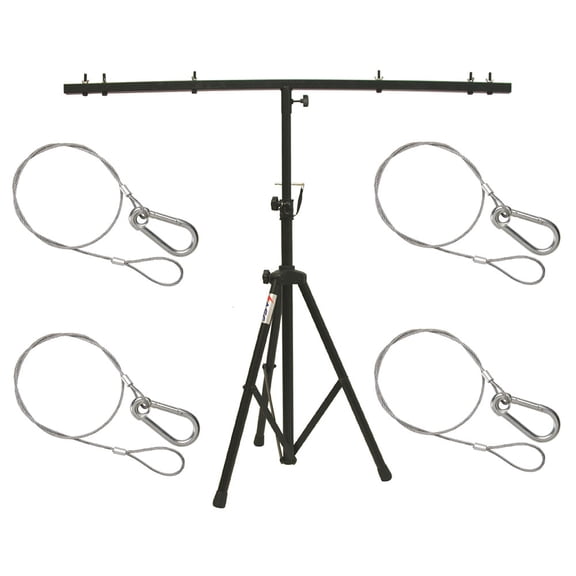 DJ Pro Audio Lighting Fixture Tripod Stand & T-Bar Light Truss (4) Safety Cables