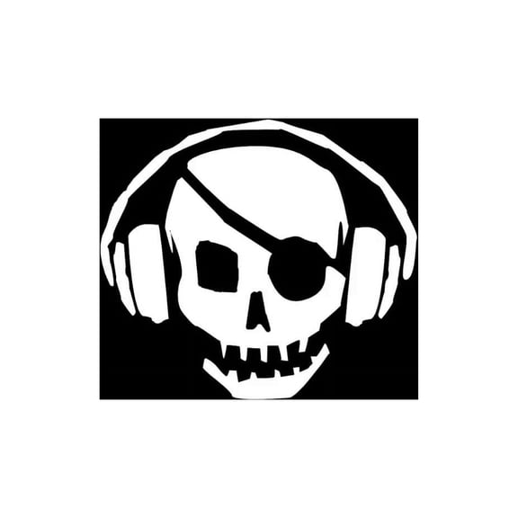 DJ Skull Pirate EDM Vinyl Decal Sticker | Cars Trucks Vans Walls Laptops Cups | White | 5.5 inches | KCD1003