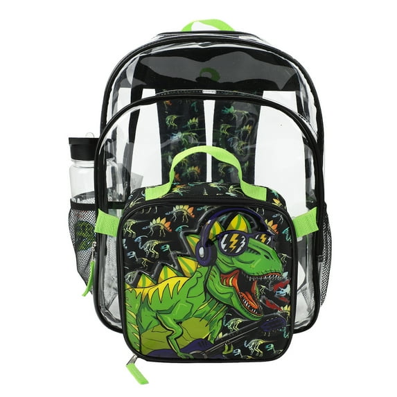 DJ T-Rex Dinosaur 3-Piece Backpack & Lunchbox Set With Water Bottle