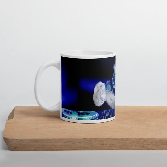 DJ Tiger Coffee Mug  Neon Animal DJ Mug  11oz Ceramic Coffee Cup  Gift for DJs, Music Lovers, Rave & EDM Fans