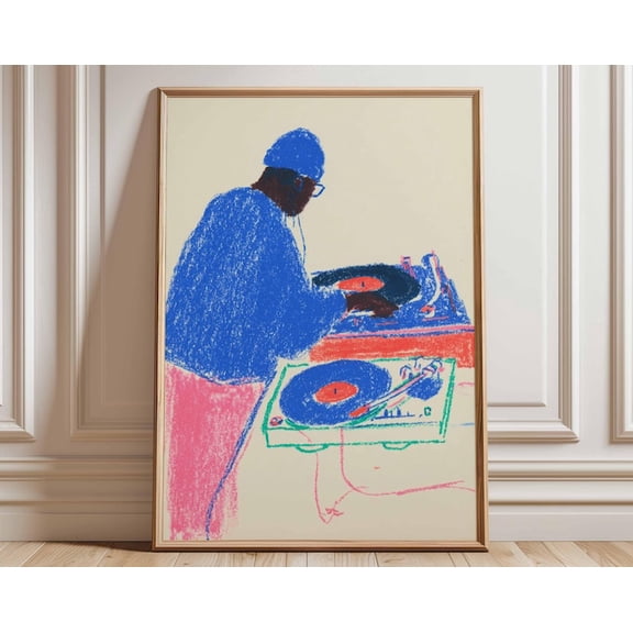DJ Turntable Music Wall Art, Unframed Paper Poster 8x10in