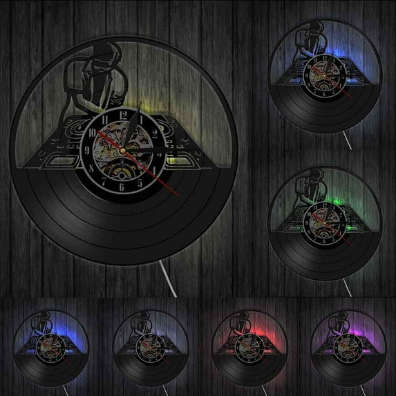 DJ Turntables Hip Hop Wall Clock Night Club Music Studio Wall Art Vintage Vinyl Record Wall Clock Music Lover DJ Boyfriend Gifts