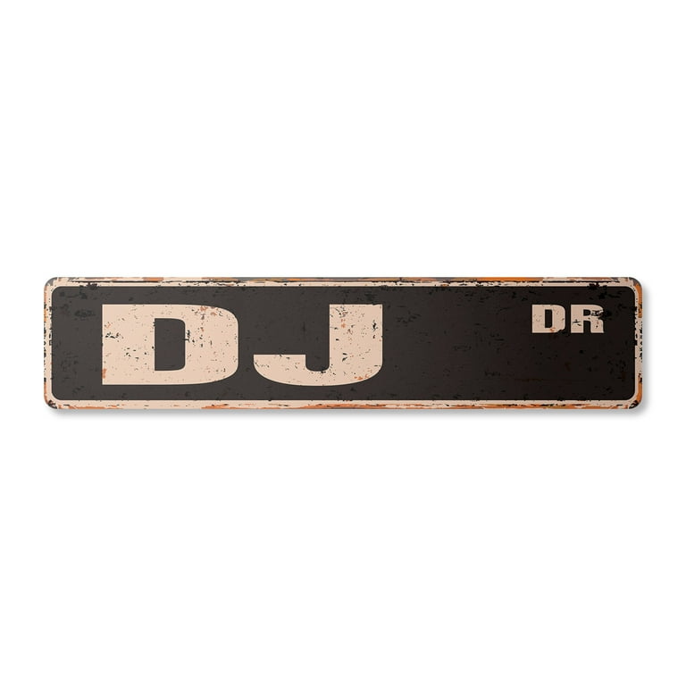 DJ Vintage Aluminum Street Sign music disc disk jockey club
