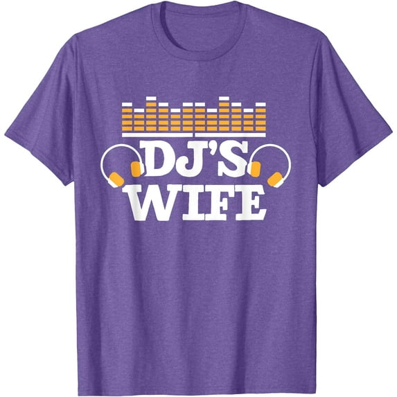 DJ's Wife Disc Jockey Mixer Novelty Gift Softstyle Unisex T-Shirt,Purple Heather Color,Size L