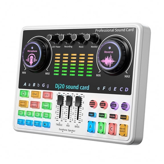 DJ20 Live Sound Card Equipment 48V Condenser Microphone Reverberation Noise Reduction for Cardioid Design Microphone B