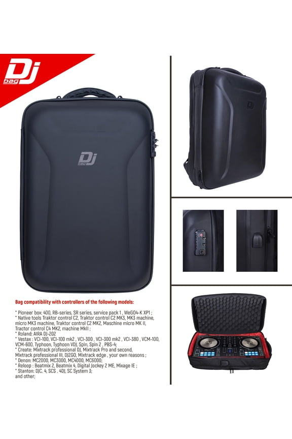 DJBAG HARD shockproof Backpack for two-channel controllers etc, int. 19.68in X 12.20in X 3.54in