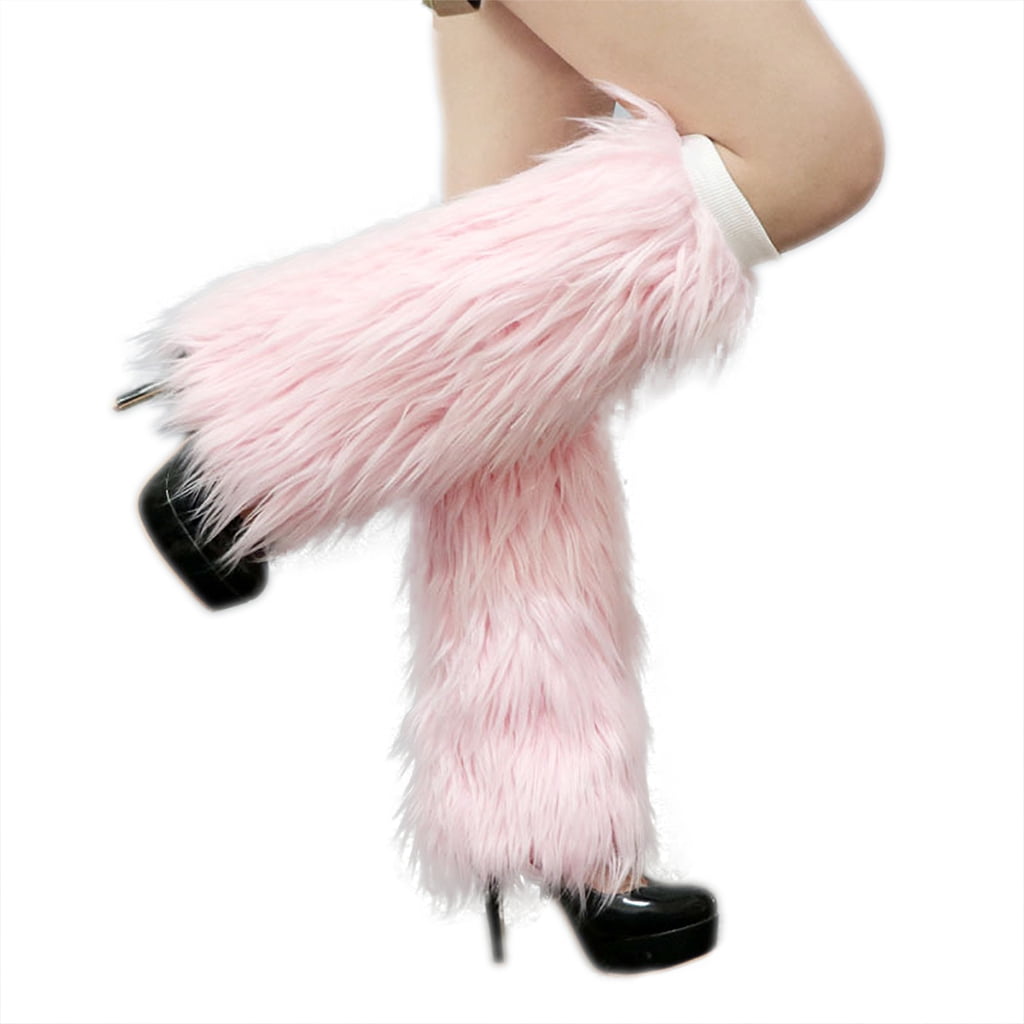 DJBM Women’s Fluffy Faux Fur Leg Warmer Fashion Soft Boot Cuffs Covers ...