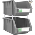 thumbnail image 1 of DJC Supply Heavy duty thermoplastic storage bin organizer, Stackable, Hangable, Side-connect (GREY (2 PACK), MEDIUM 5.9" X 9.4" X 4.9"), 1 of 4