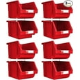 thumbnail image 1 of DJC Supply RED Heavy duty thermoplastic storage bin organizer, Stackable, Hangable, Side-connect (8 PACK) LARGE 8.4" X 11" X 6.9", 1 of 3