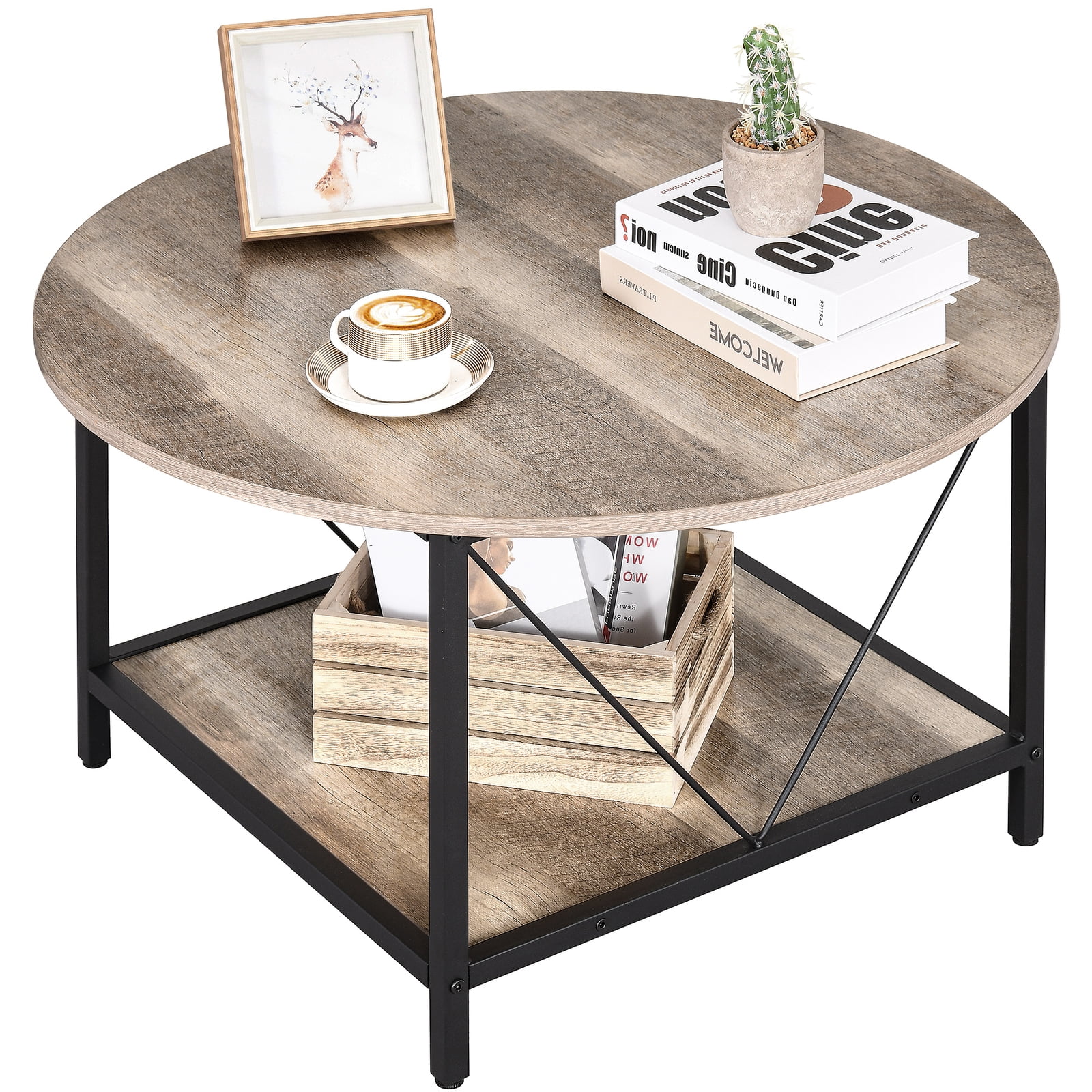 DJDG 31.5" Coffee Tables for Living Room, Round Small Coffee Table with ...