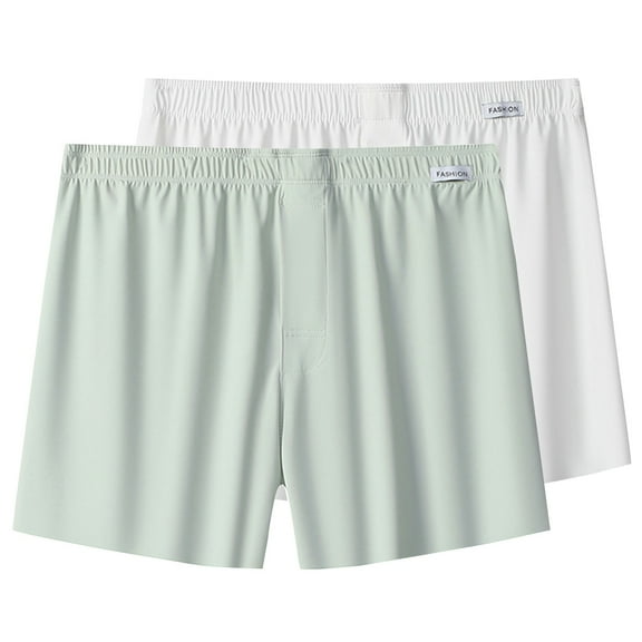 DJDLJWCJ 2 Pack Mens Pajamas Ice silk Loose Solid Elastic Breathable Leightweight Thin Soft, Short Pajamas White 2XL